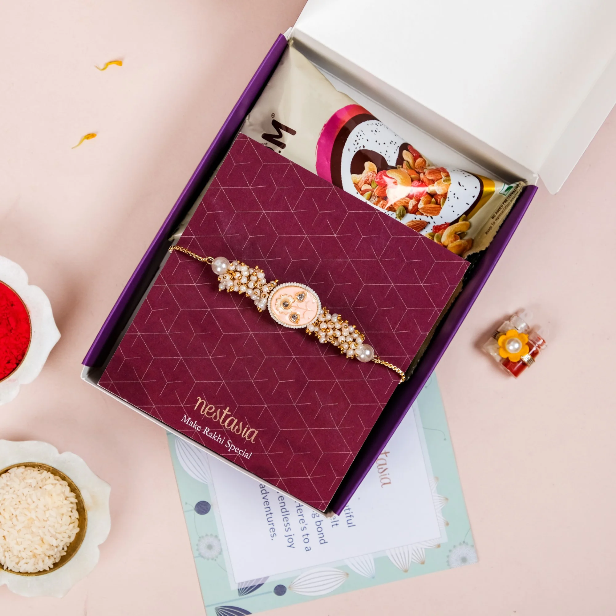 Peach Blossom Rakhi Gift Set - Image 6