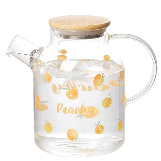 Peach Glass Teapot Large Orange - Image 10