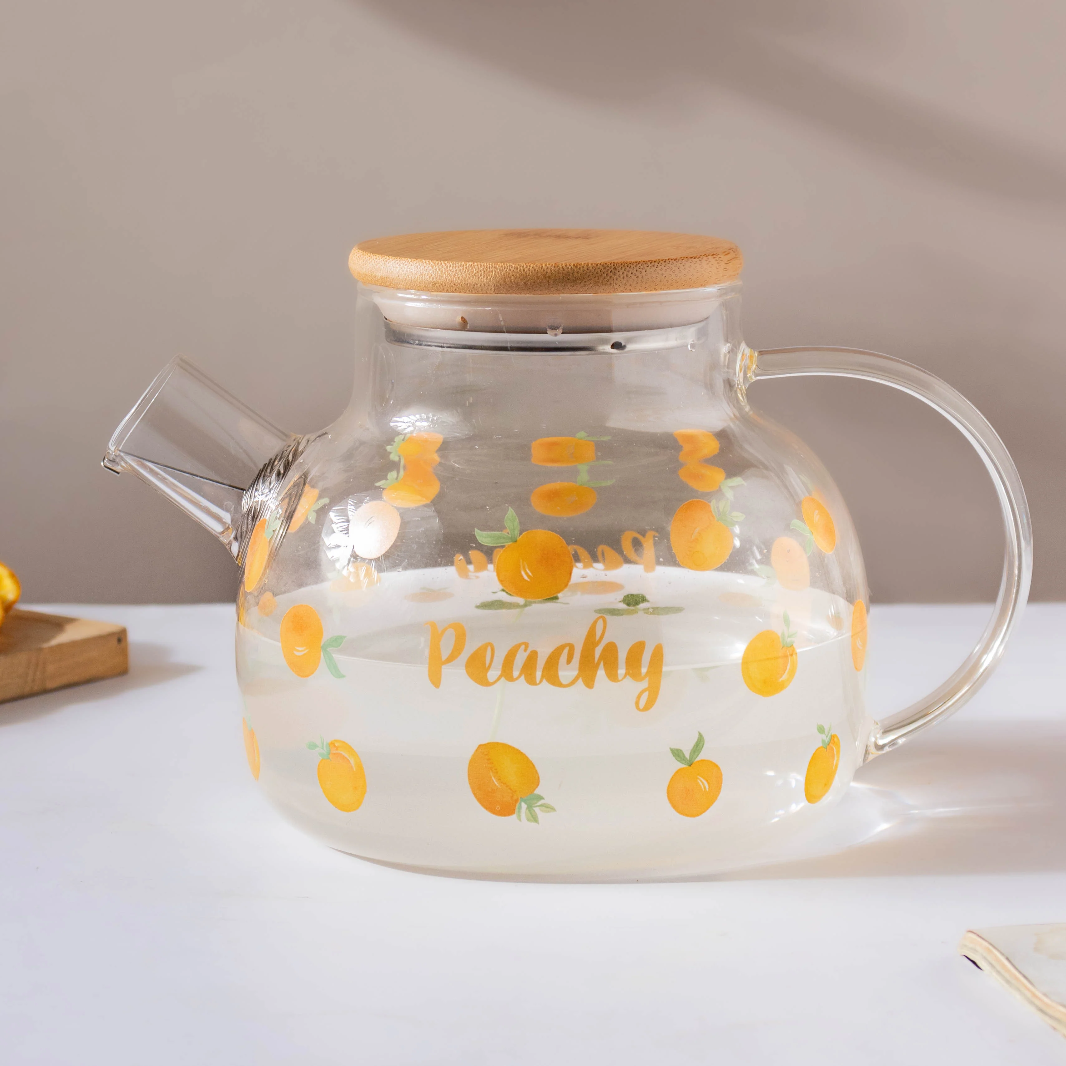 Peach Glass Teapot Orange - Image 9