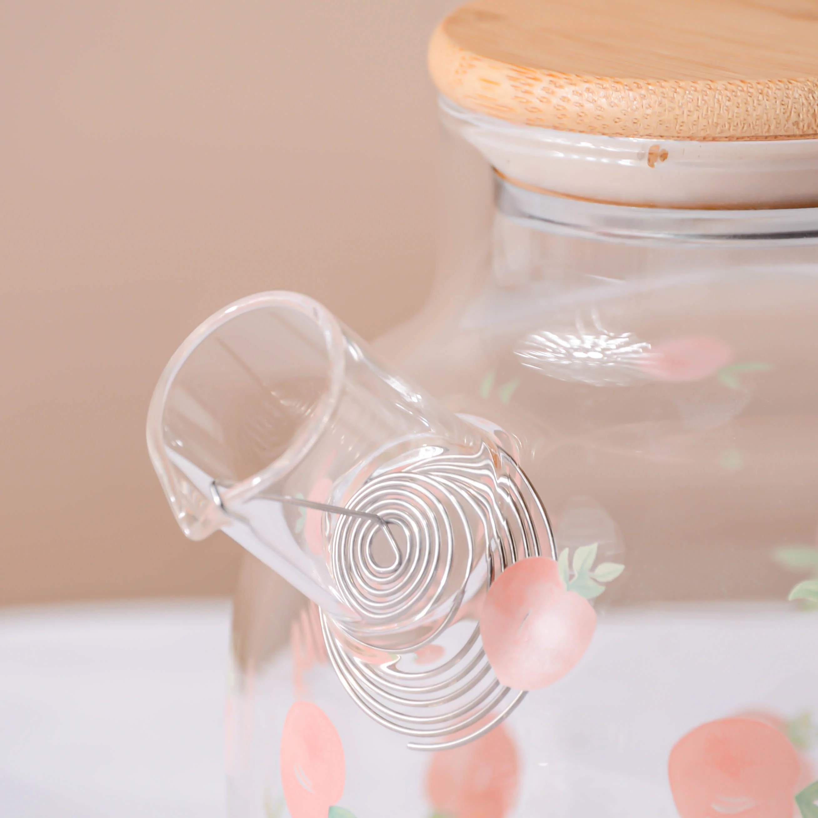 Peach Glass Teapot Pink - Image 5