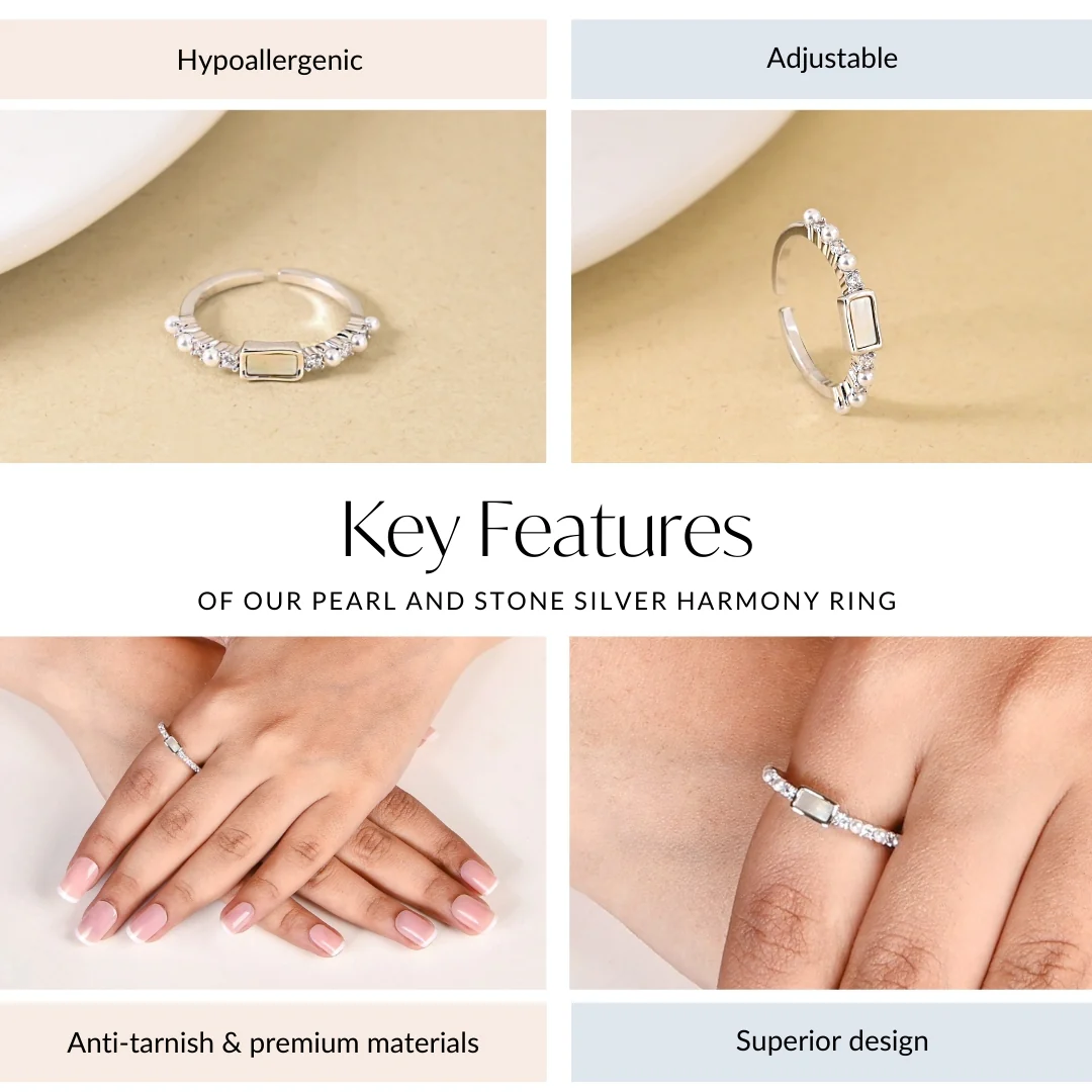 Pearl And Stone Silver Harmony Ring - Image 4