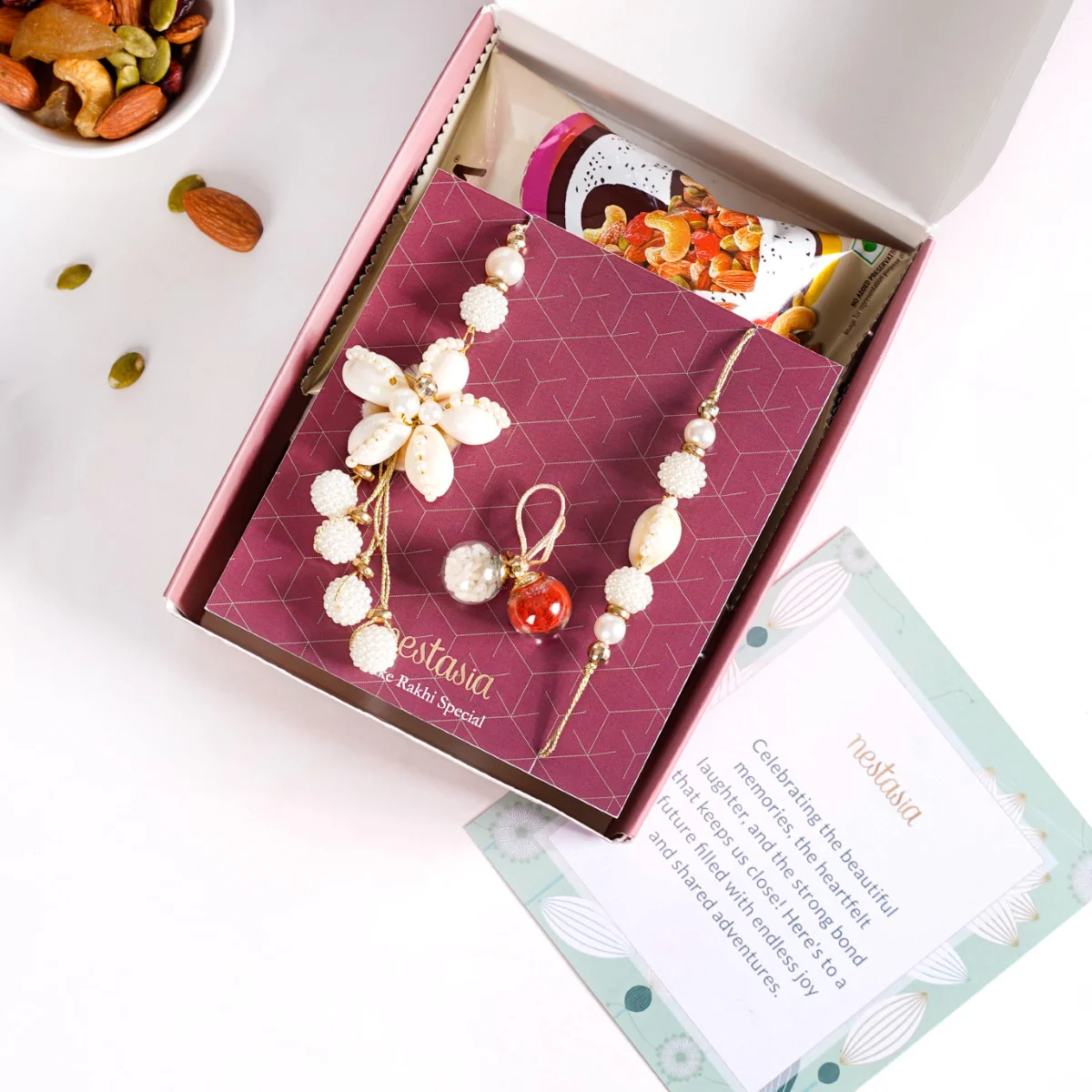 Pearl Chic Rakhi Lumba Set Of 4 With Gift Box And Card - Image 2