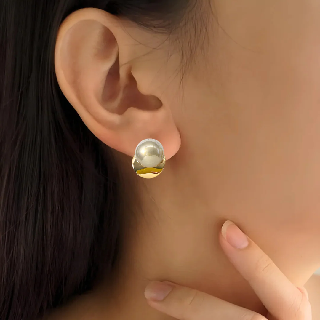 Pearl Stud Earrings - Image 2