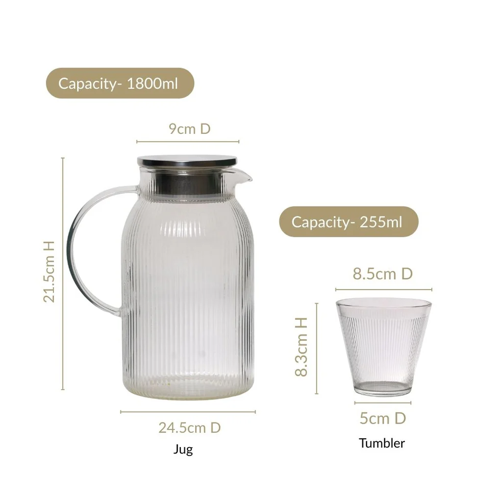 Glass Jug And Tumbler Set Of 7 - Image 4