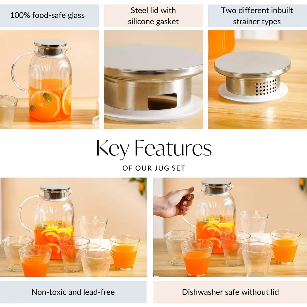 Glass Jug And Tumbler Set Of 7 - Image 5