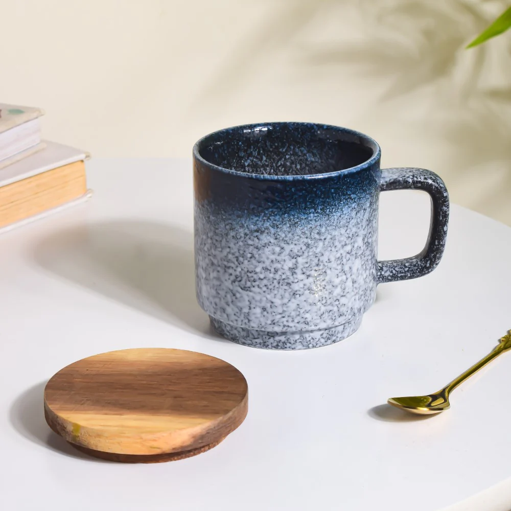Pebble Glazed Mug With Lid Grey 250 ml - Image 3