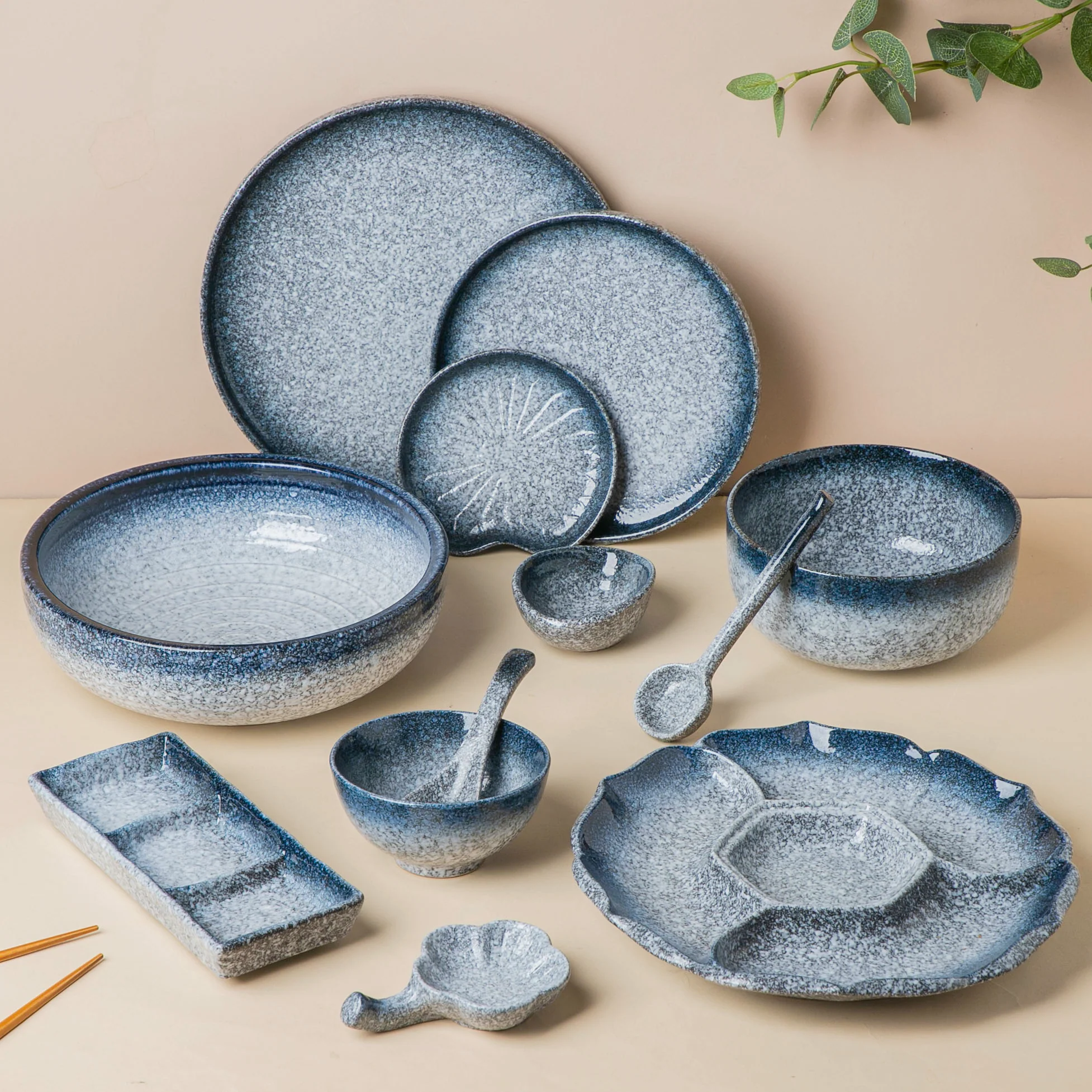 Pebble Glazed Section Party Platter Blue - Image 6