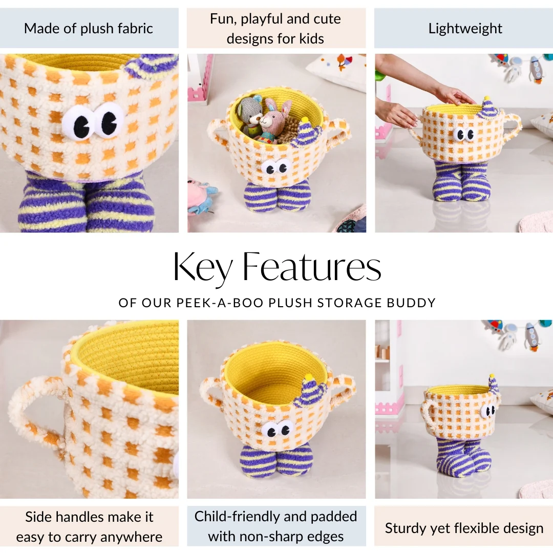 Peek-a-Boo Plush Buddy Storage Basket - Image 5