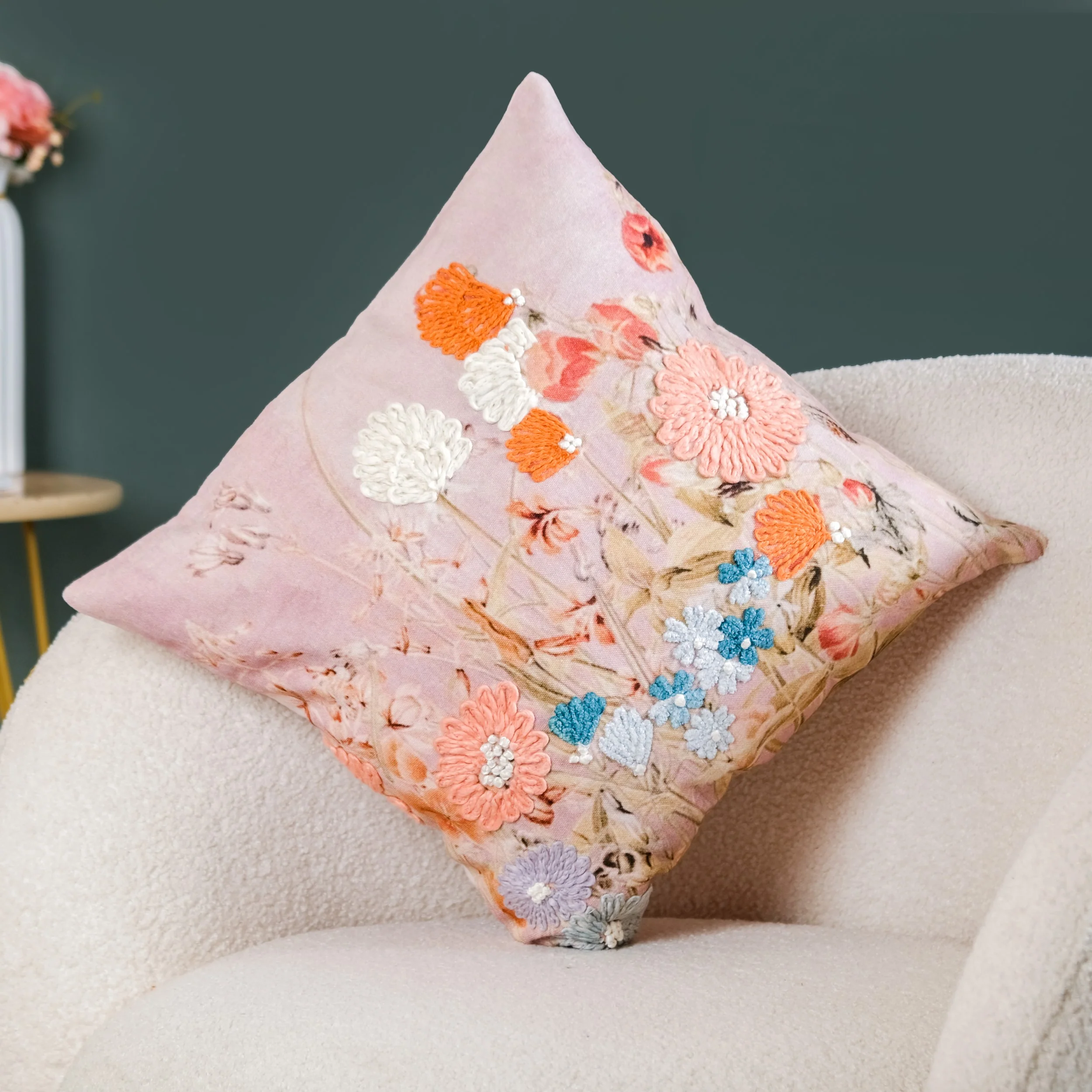 Petal Paradise Cotton Cushion Cover 40x40 cm - Image 2