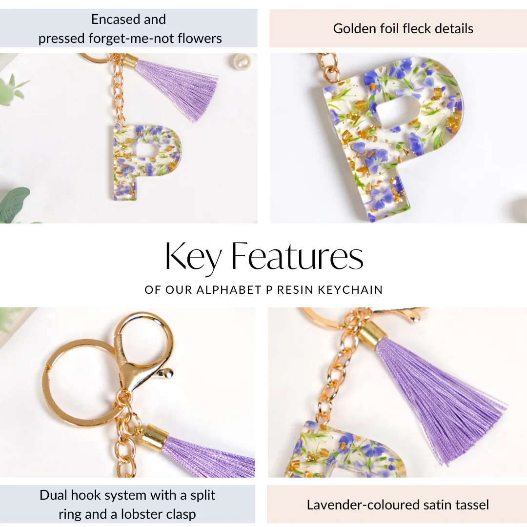 Petals And Glitter P Dual Hook Keychain - Image 5