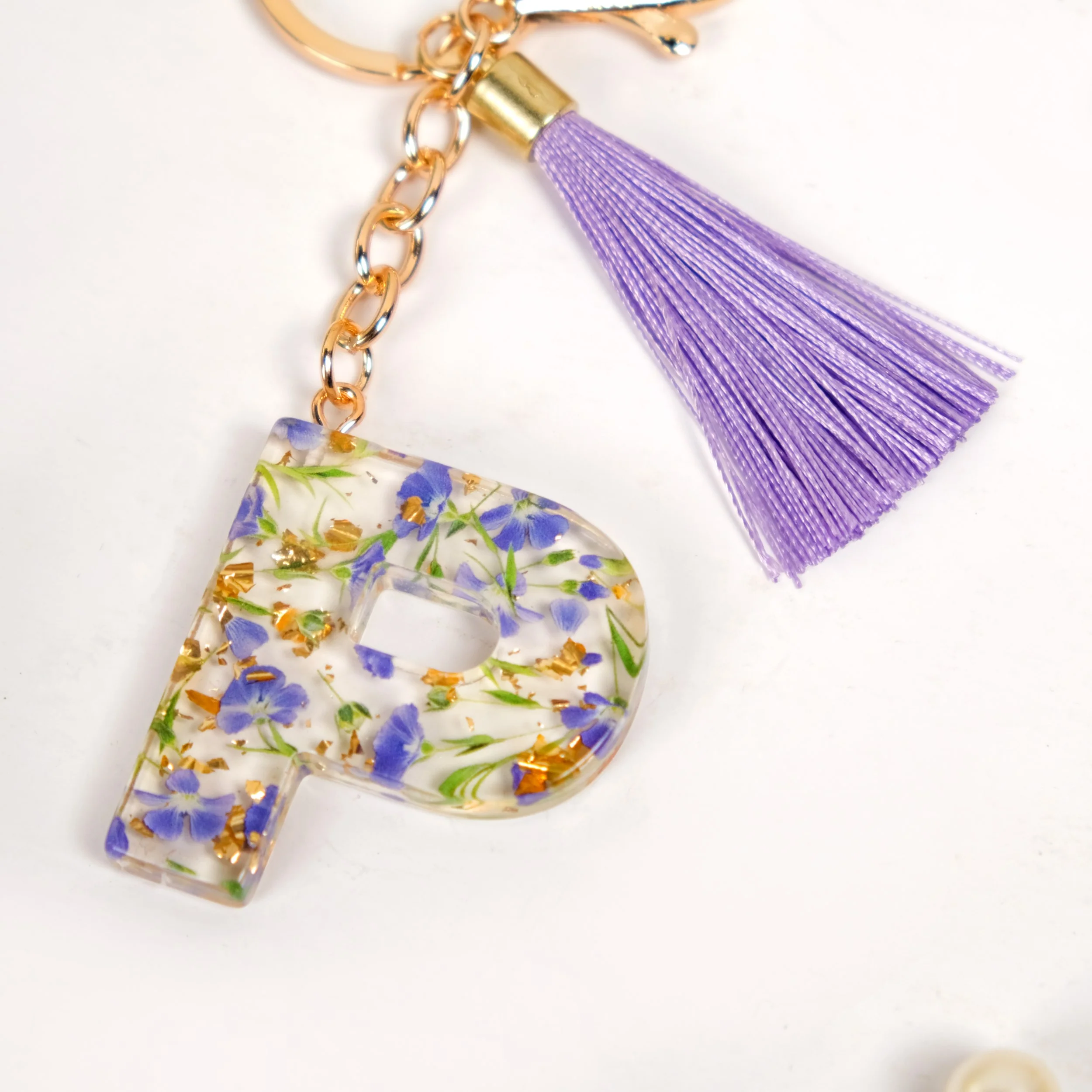 Petals And Glitter P Dual Hook Keychain - Image 7