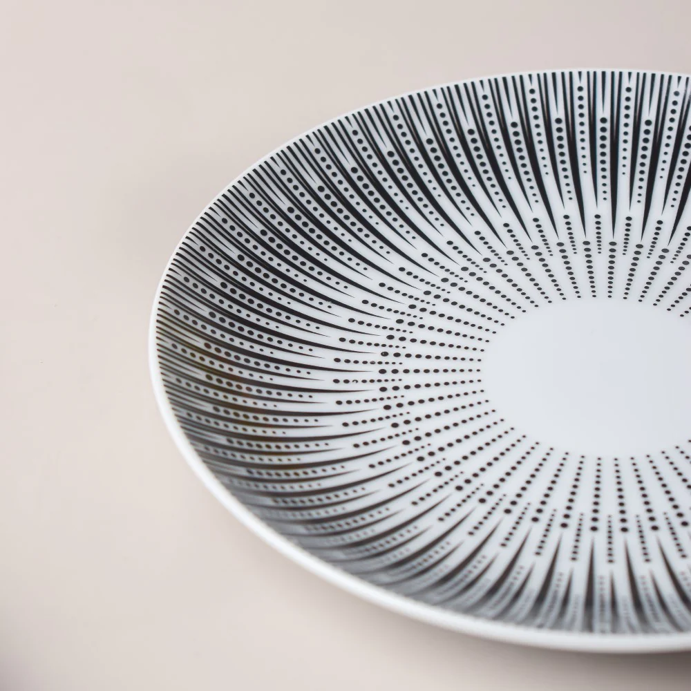 Philocaly Linear Patterned Ceramic Dessert Plate White 6 Inch - Image 5