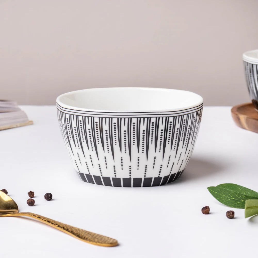 Philocaly Linear Patterned Soup Bowl White 250 ml - Image 5