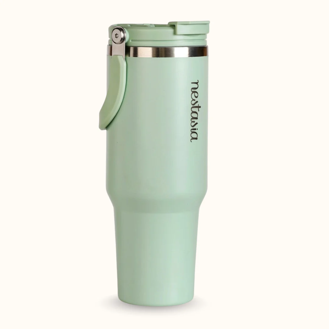 PickSip 40 Insulated Tumbler Bottle With Top Handle Milk Matcha Green 1200ml