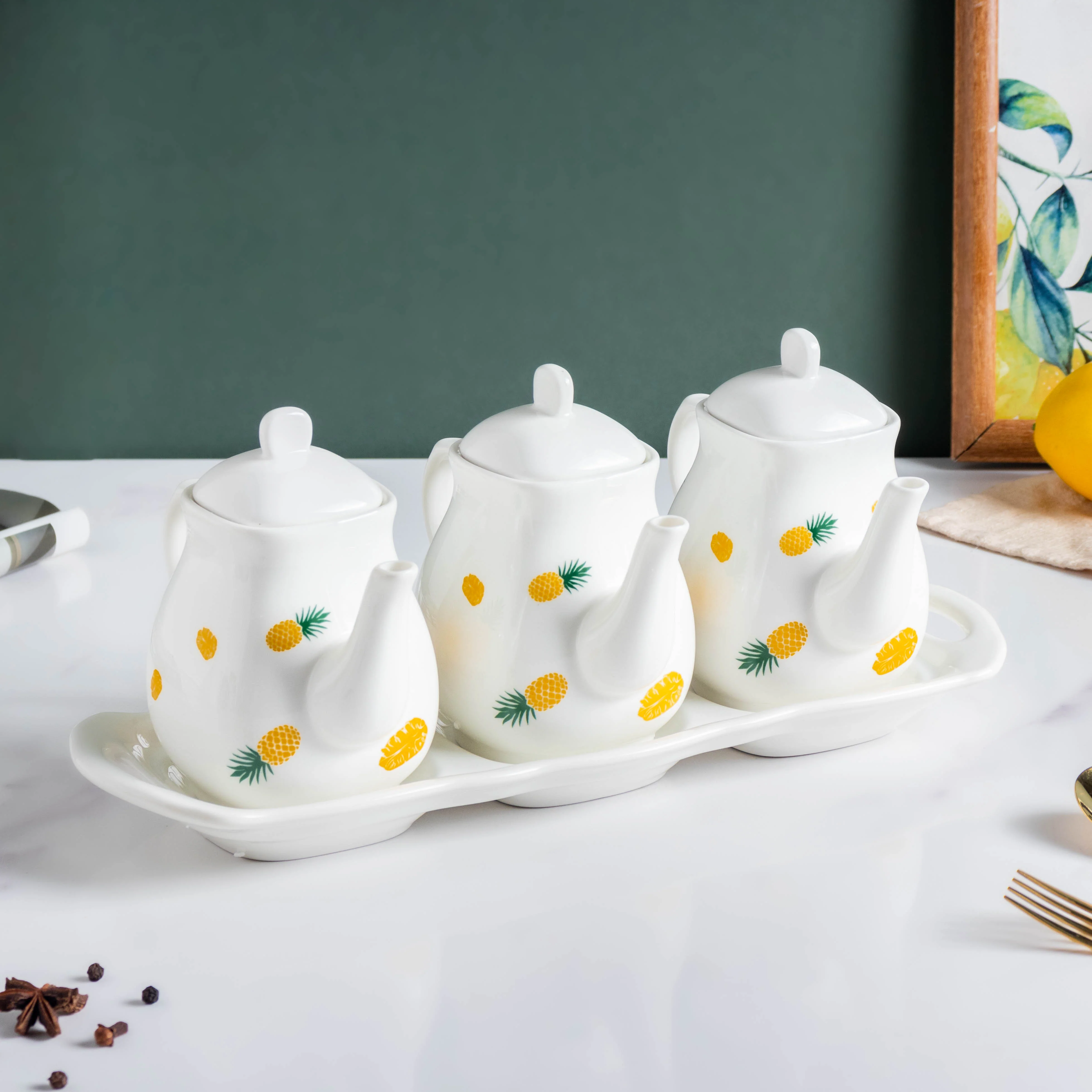 Pineapple Condiment Kettle Set Of 3 - Image 5