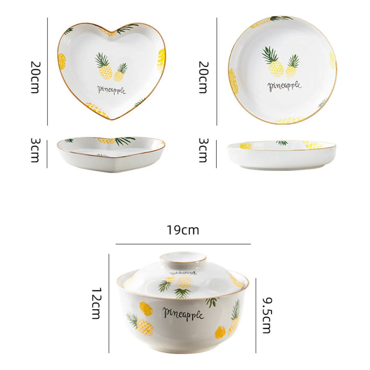 Pineapple Heart Plates and Pot For 4 - Image 6