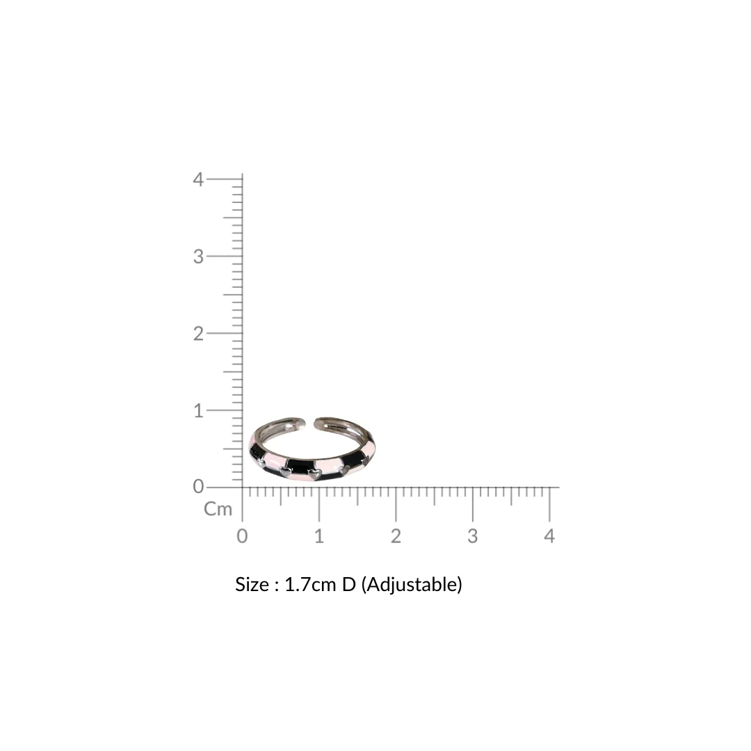 Pink And Black Checkered Statement Ring - Image 3