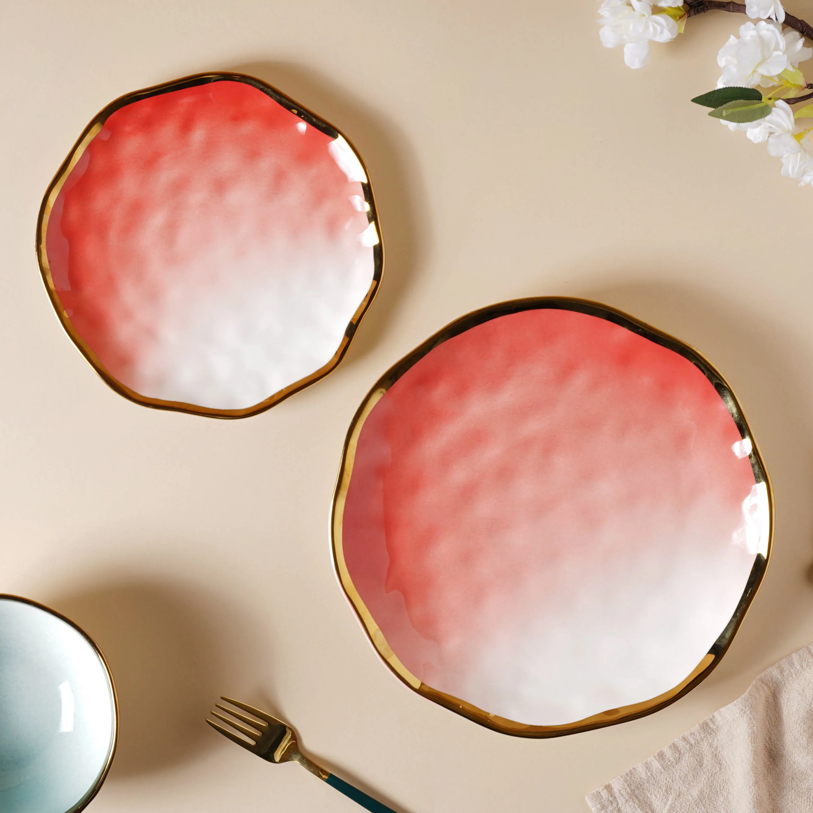 Pink and Green Ombre 22 Piece Dinner Set For 6 - Image 16
