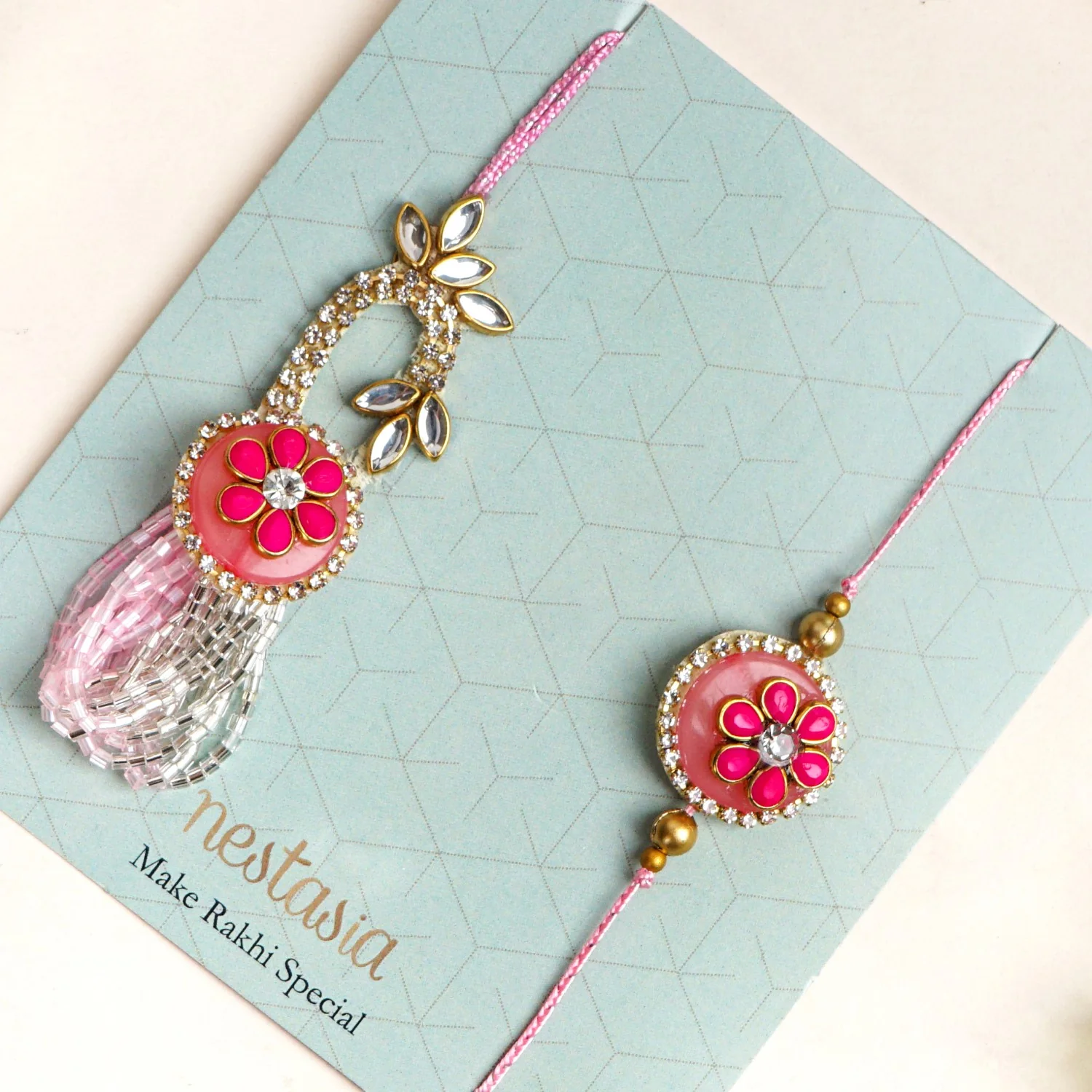 Pink Blush Rakhi Lumba Set - Image 7