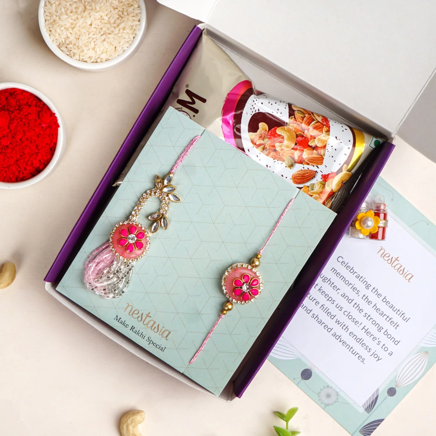 Pink Blush Rakhi Lumba Set - Image 8