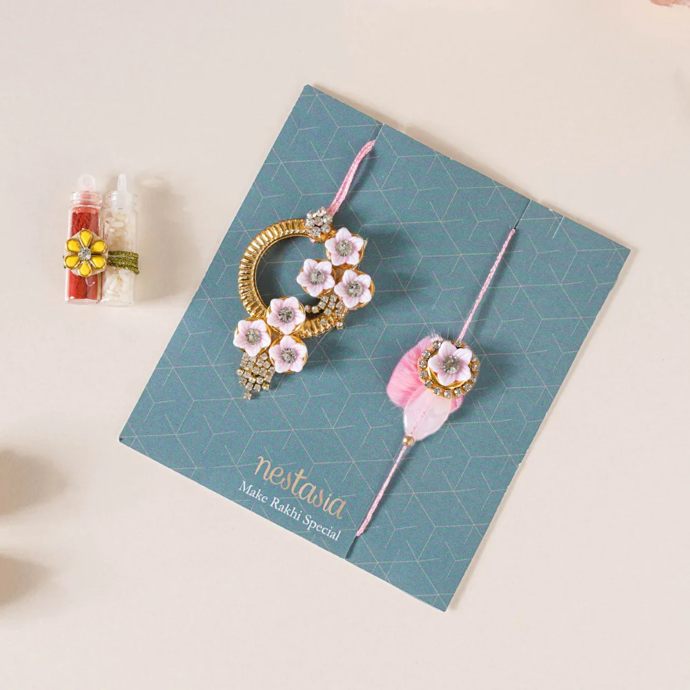 Pink Celebration Pair Rakhi Hamper Set of 3 - Image 3