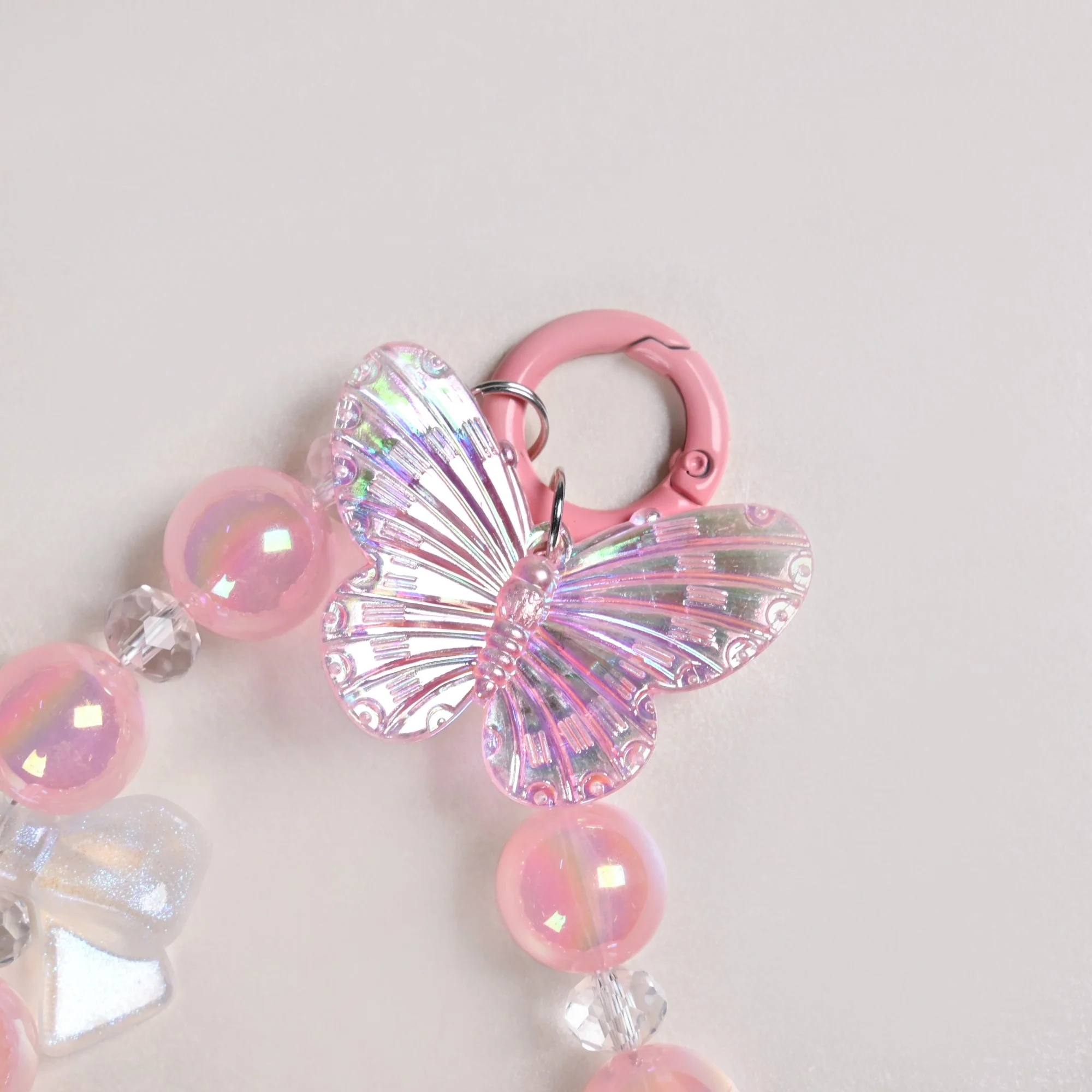 Pink Garden Charm Keyring With Beads - Image 6