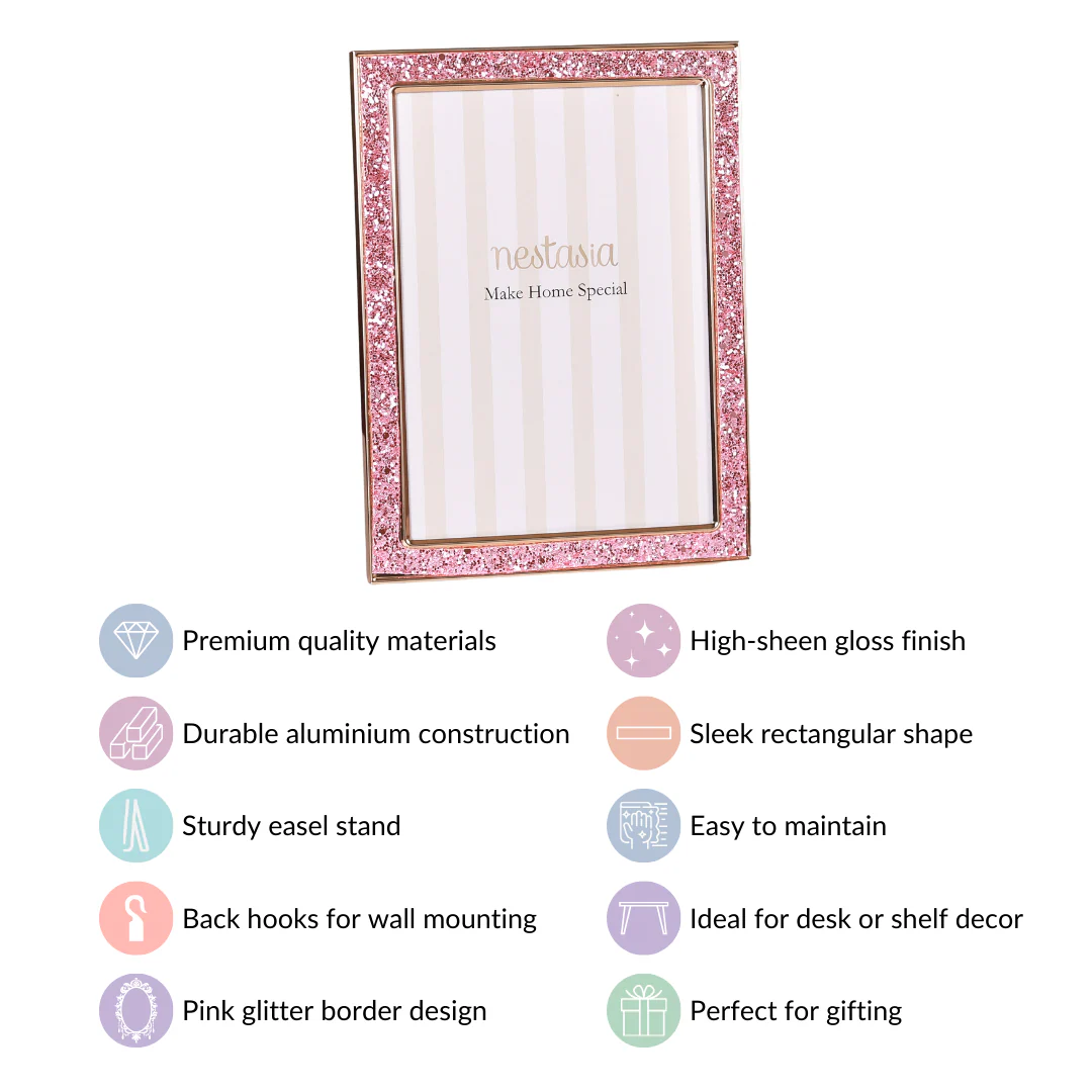 Pink Glitter Photo Frame 7.5"x6" - Image 4