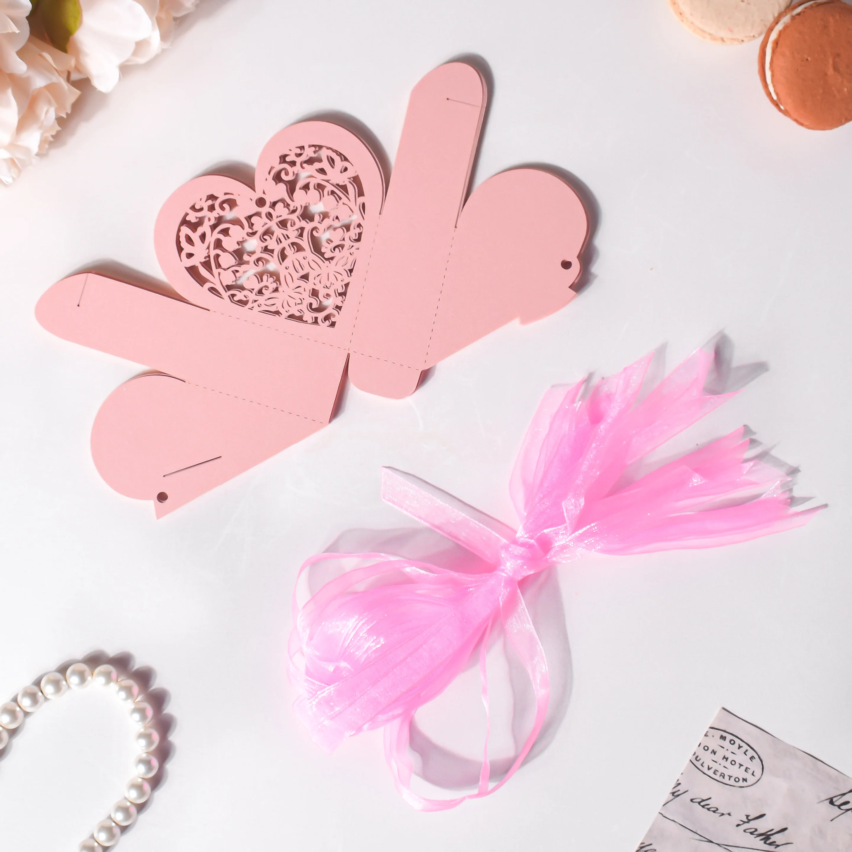 Pink Heart Paper Gift Box Set Of 20 - Image 4