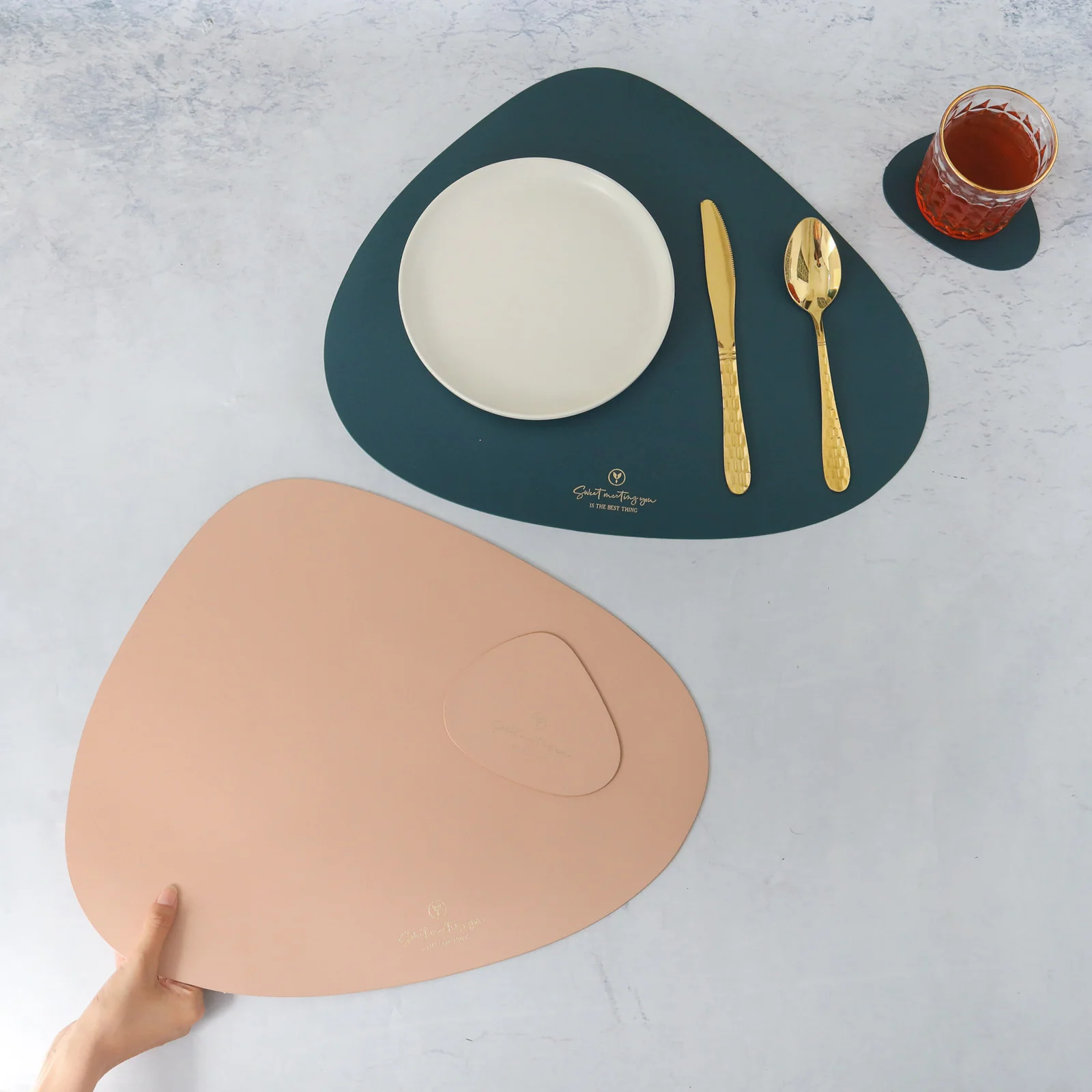 Pink Leather Dinner Mat Set of 4 - Image 3