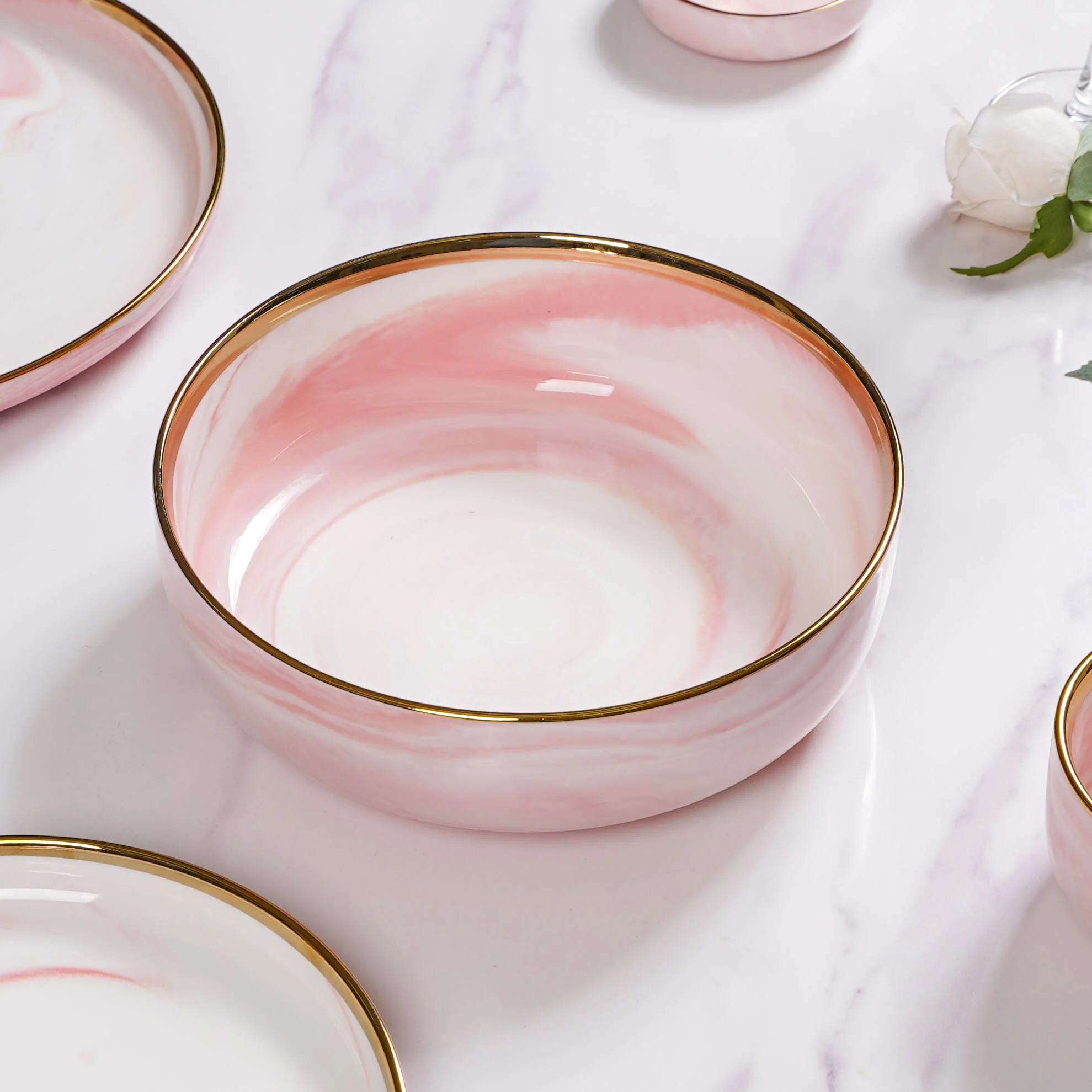 Pink Marble 26 Piece Dinnerware For 6 - Image 10