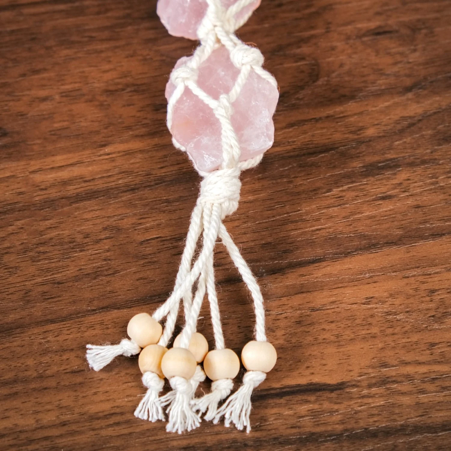 Pink Salt Crystal Macrame Hanging Set Of 2 - Image 5