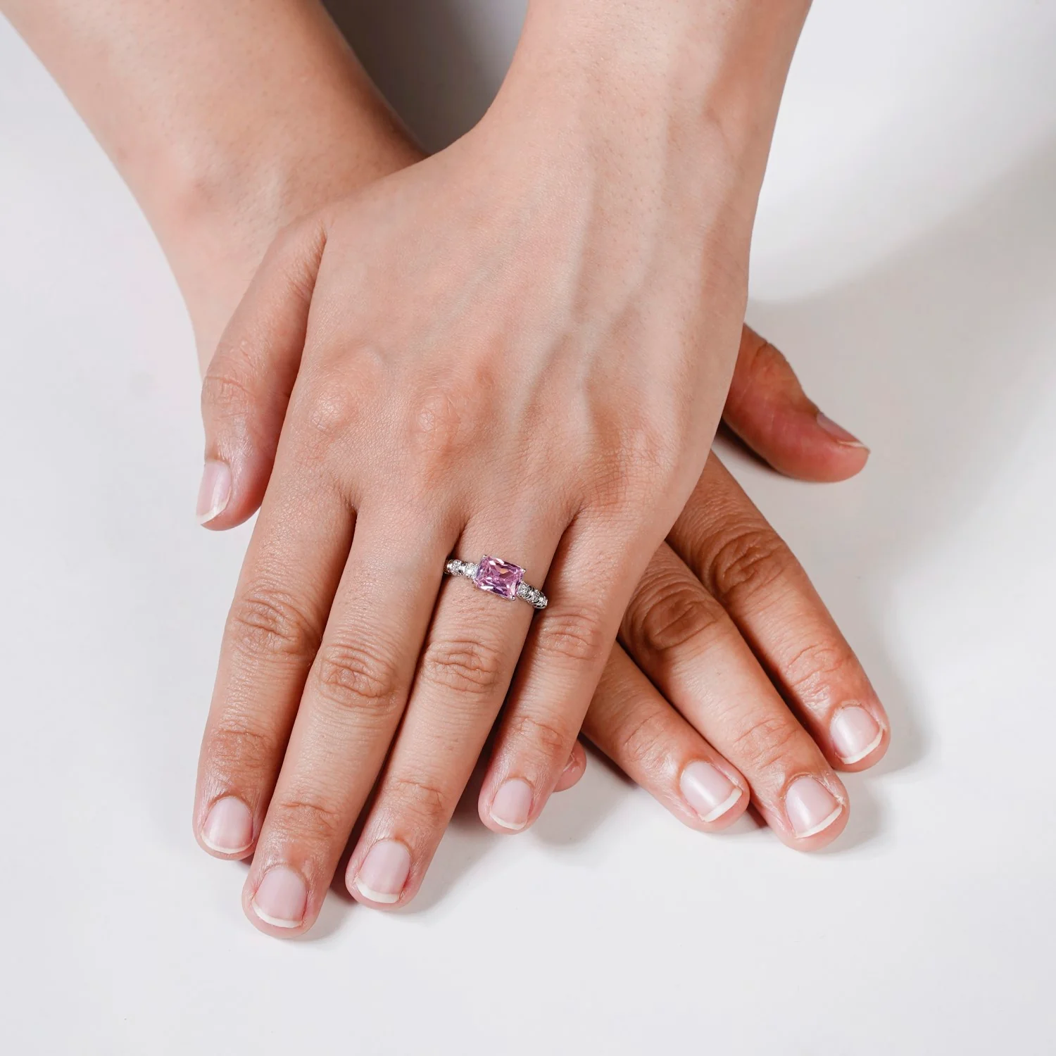 Pink Stone Geometric Ring - Image 2