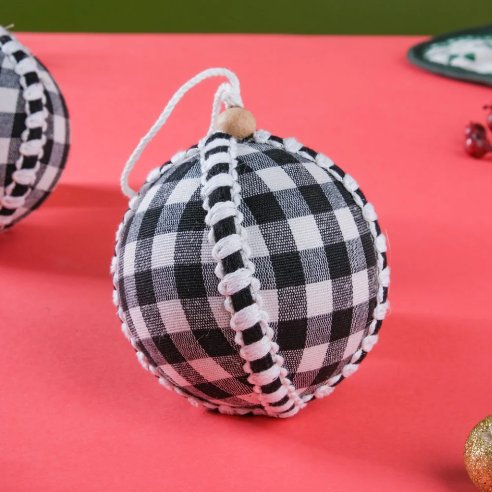 Plaid Christmas Ball Ornament Set Of 2 - Image 3