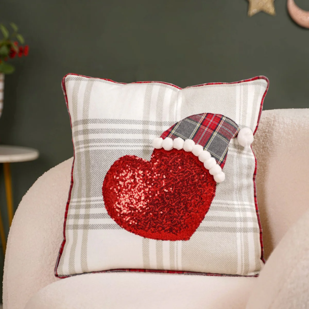 Christmas Heart Plaid Cushion Cover 16x16 Inch - Image 10