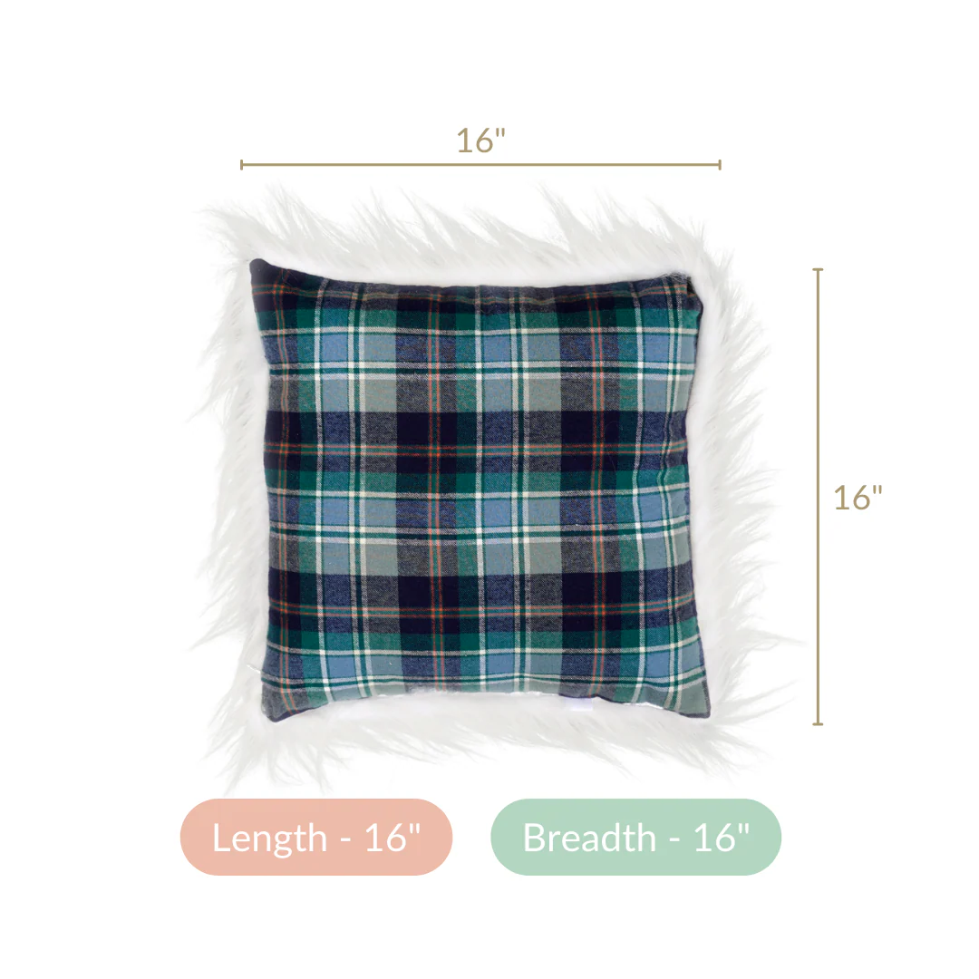 Plaid Fur Double Sided Cushion Cover 16x16 Inch - Image 6