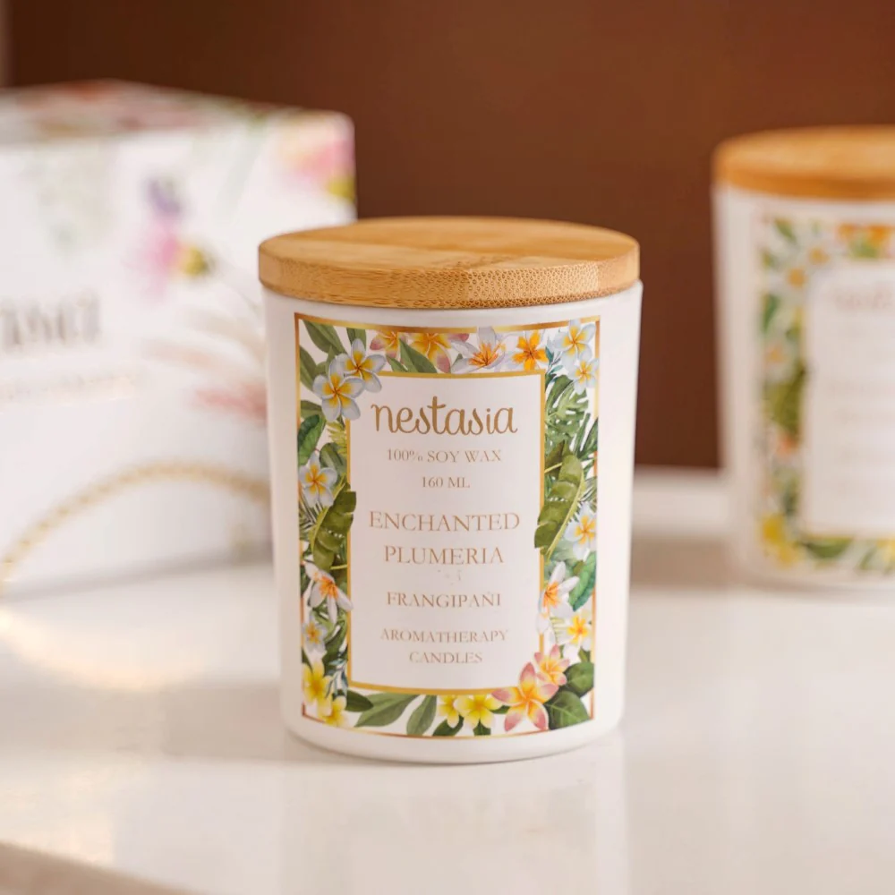 Plumeria Scented Candle Jar With Lid Set Of 2 - Image 8