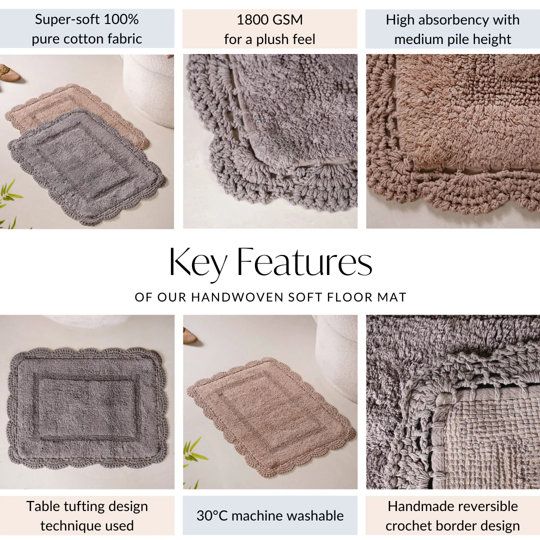 Plush Crochet Cotton Door Mats Set Of 2 29x21 Inch - Image 5