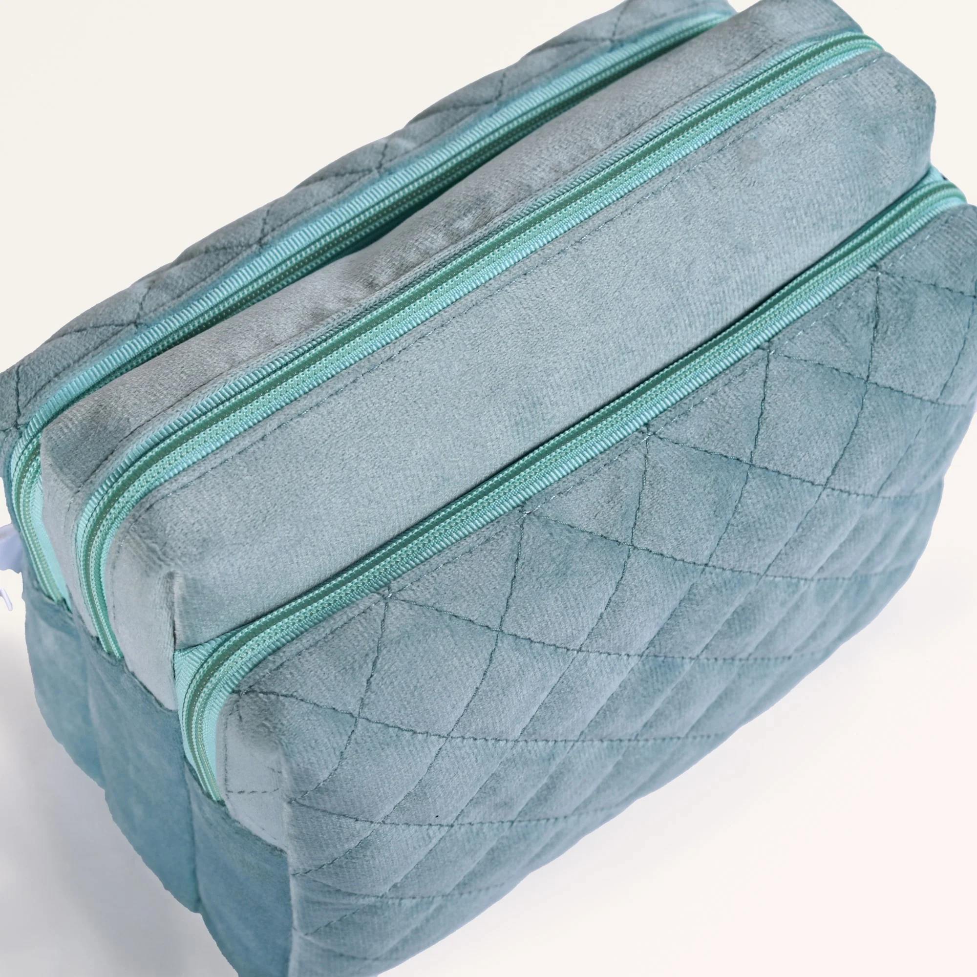 Plush Velvet Multipurpose 3 Section Pouch Mint - Image 7