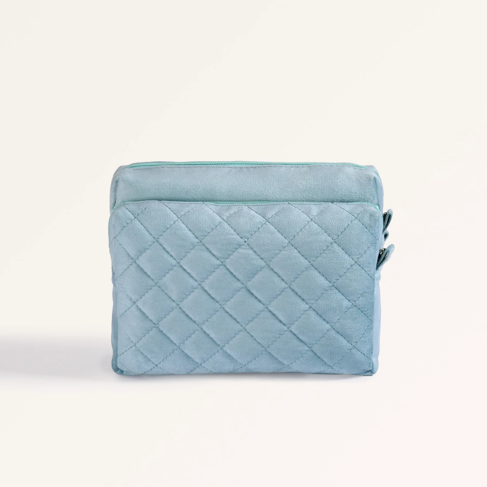 Plush Velvet Multipurpose 3 Section Pouch Mint - Image 8