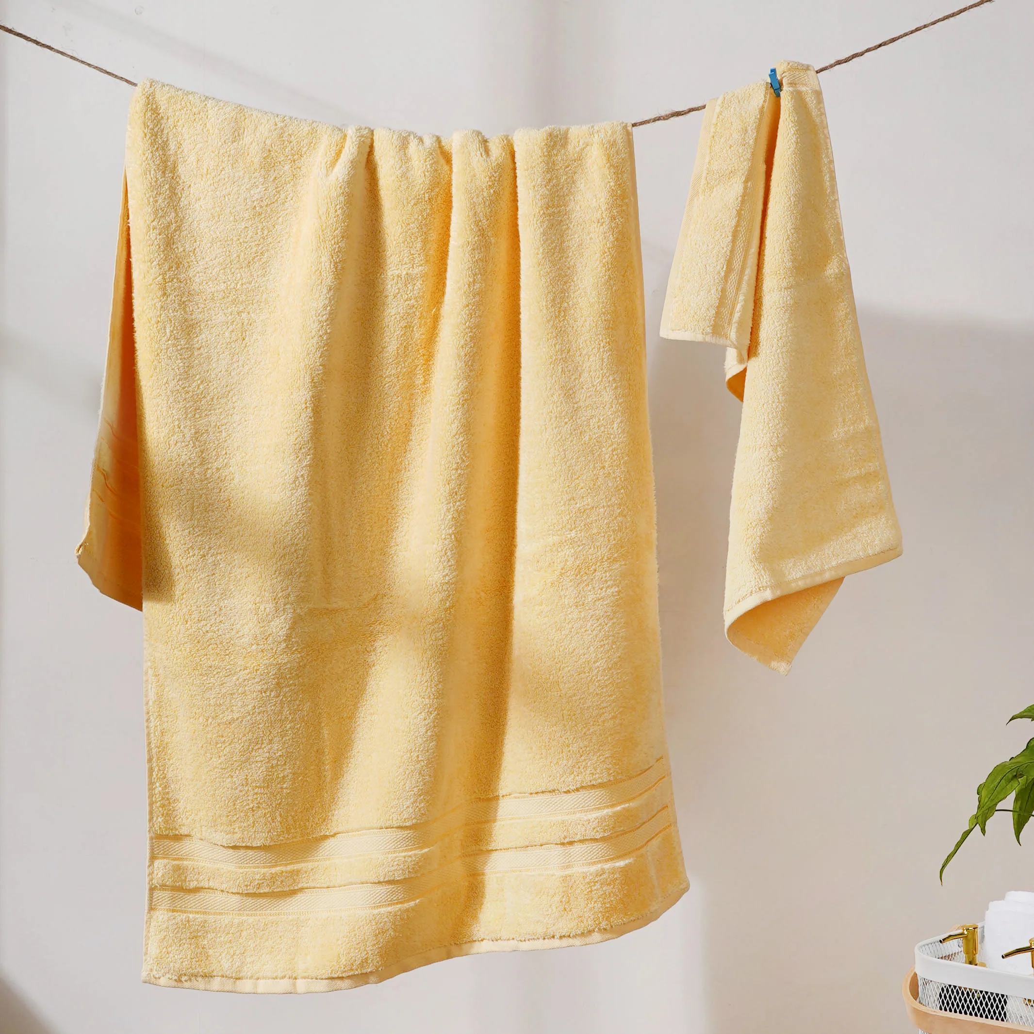 Plushy Sunny Yellow 100% Cotton Towel Set of 2 - Image 5