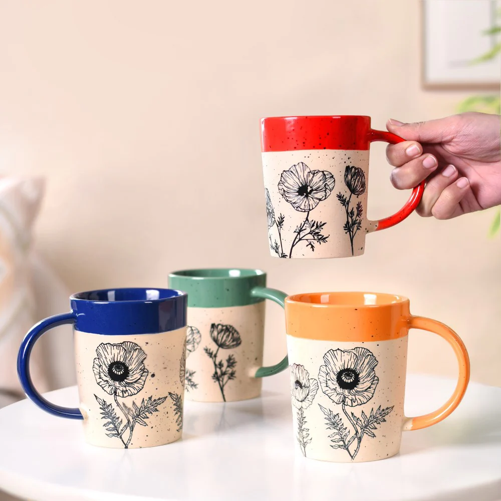 Poppy Grove Ceramic Coffee Mug Set Of 4 450ml - Image 2
