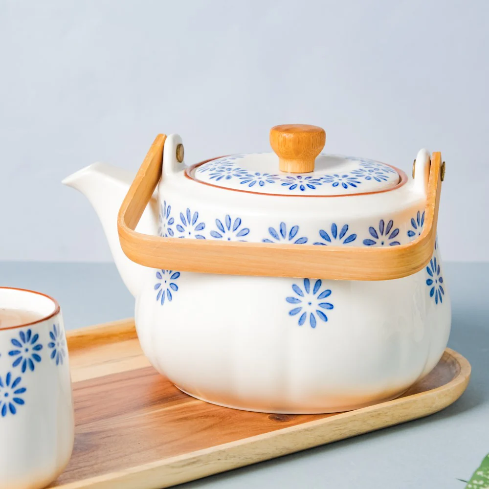 Porcelain Teapot and Cup Set - Image 10