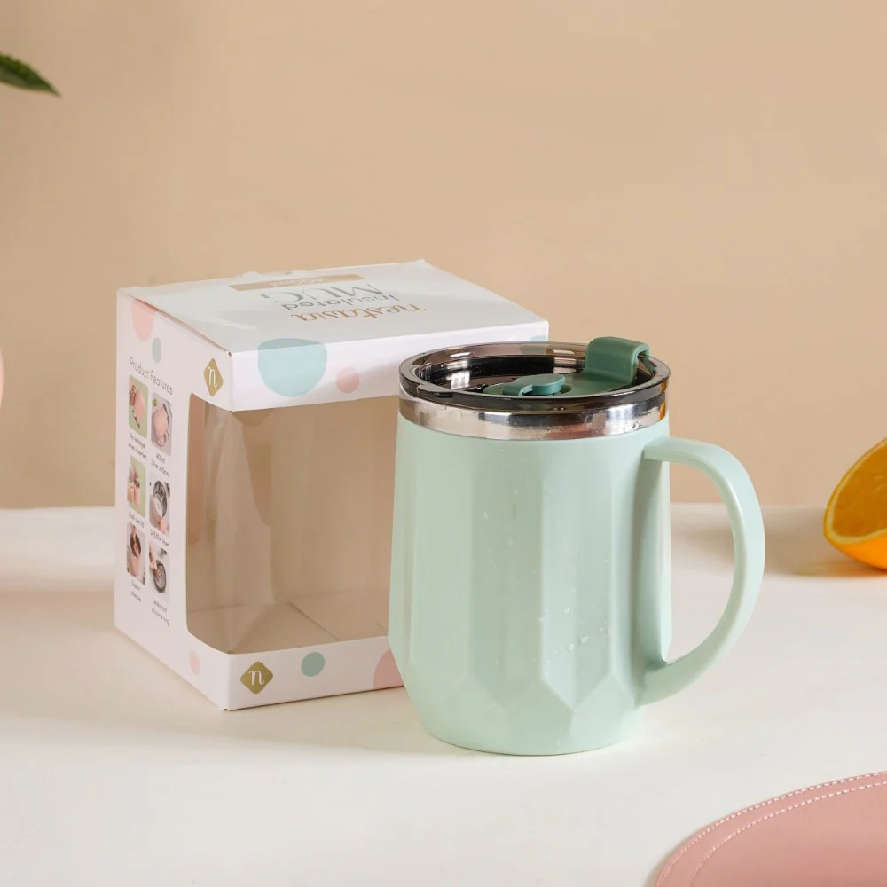 Portable Travel Coffee Mug With Lid Mint 400ml - Image 10