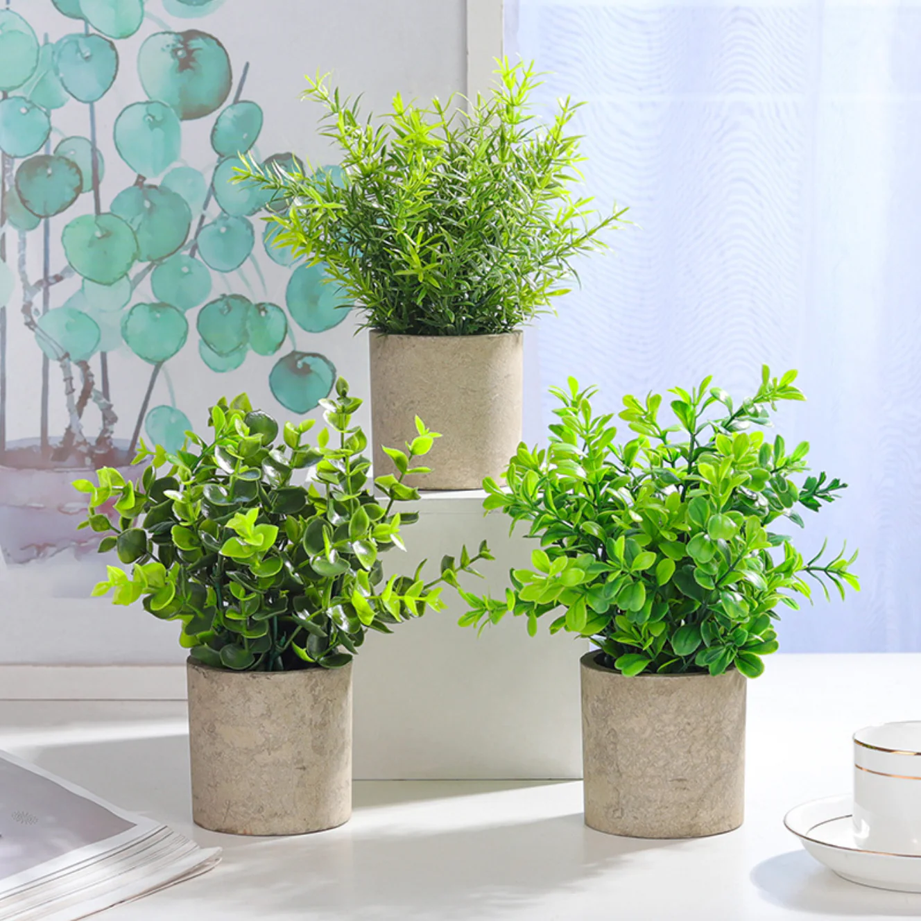 Pot With Faux Flowers - Image 6