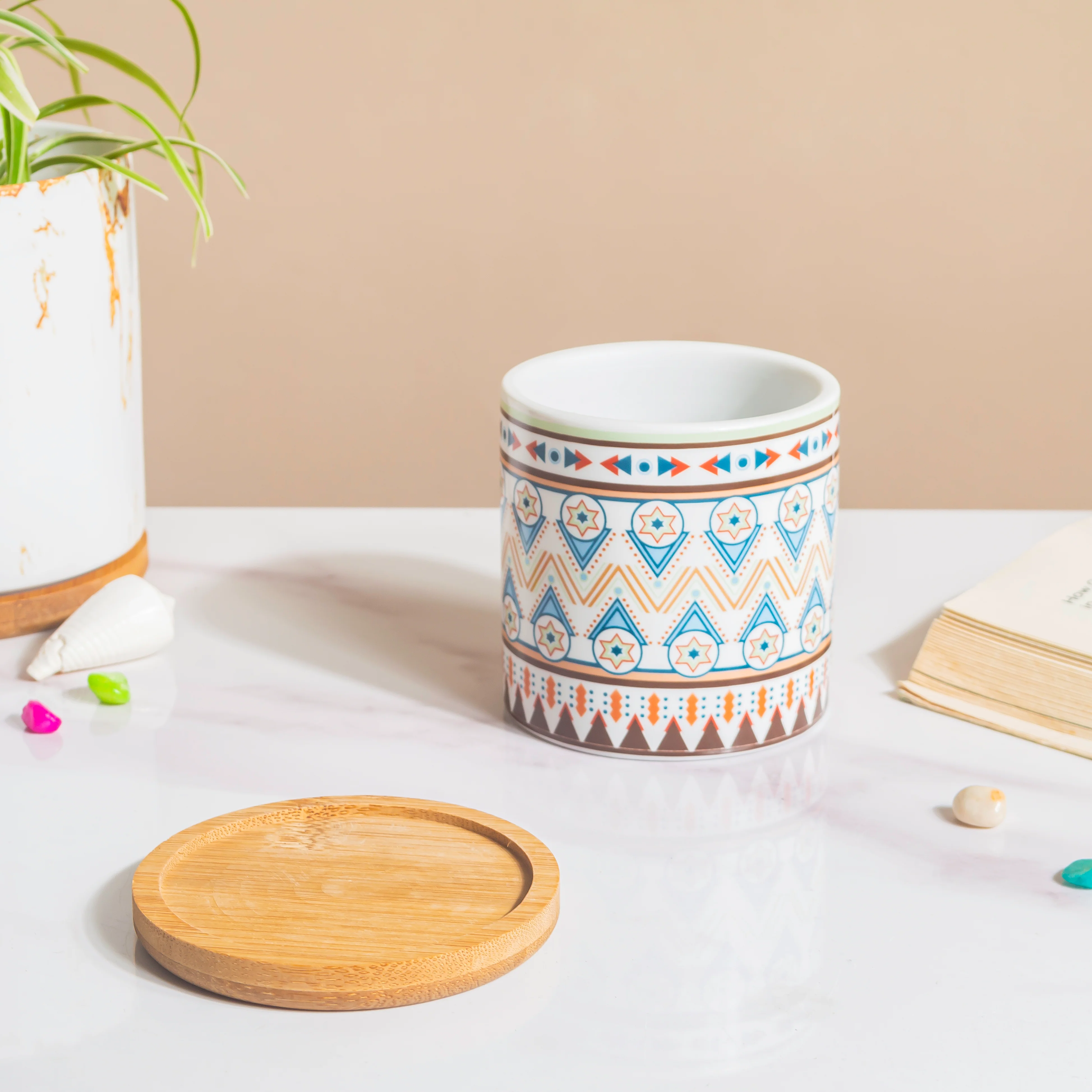 Potted Palette Ceramic Planter With Coaster Set Of 5 - Image 10