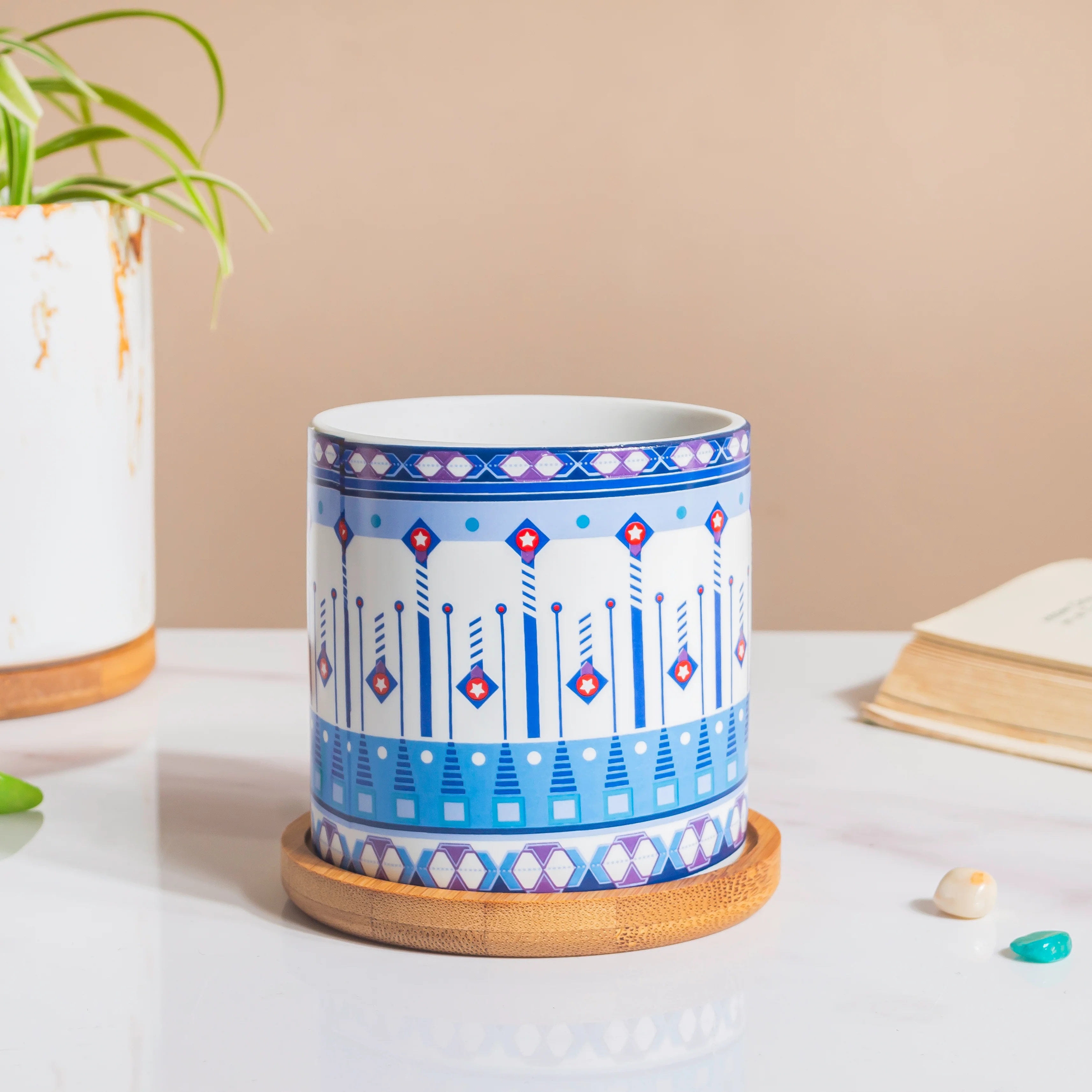 Potted Palette Ceramic Planter With Coaster Set Of 5 - Image 6