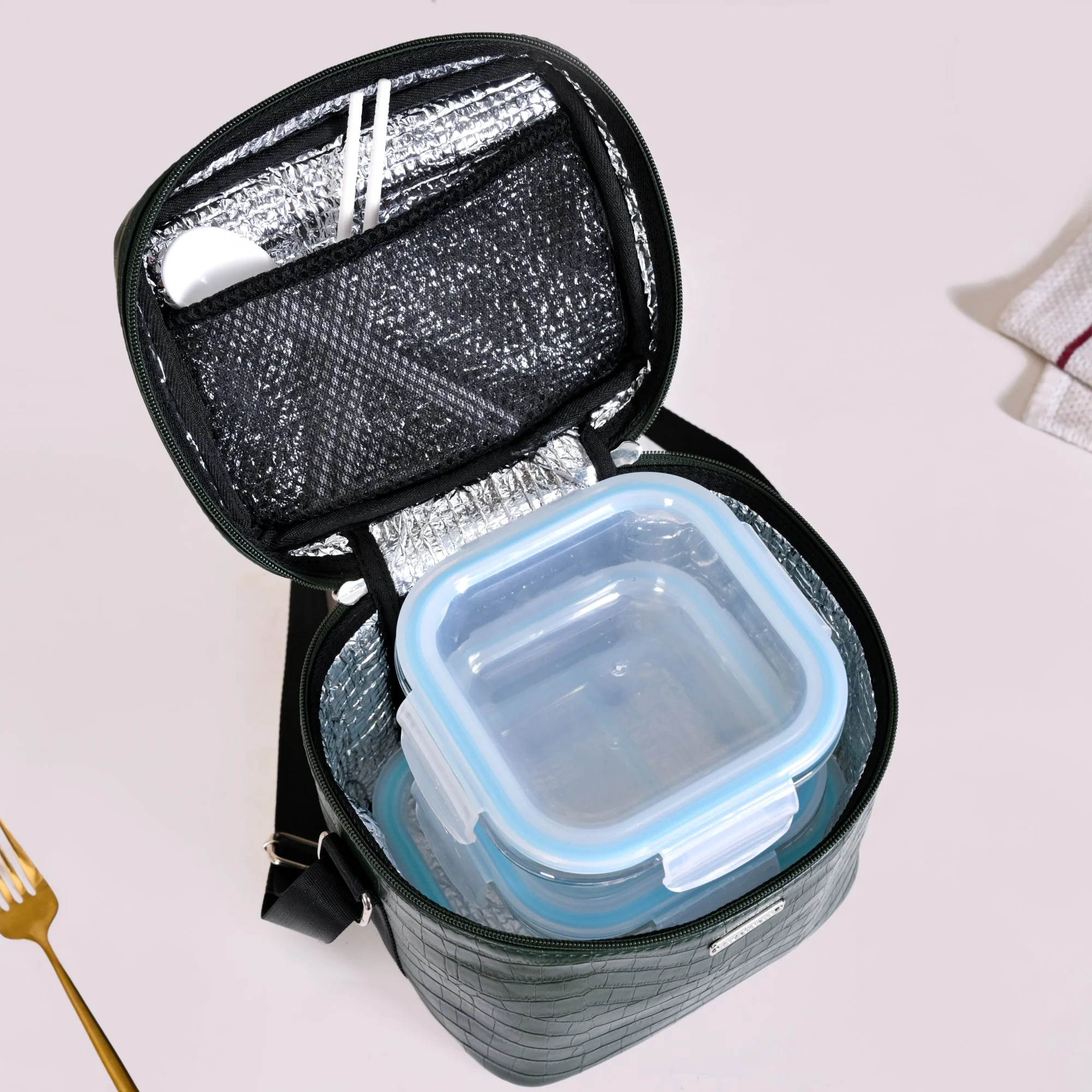 Premium Large Lunch Bag Lunch Box Set Dark Green - Image 8