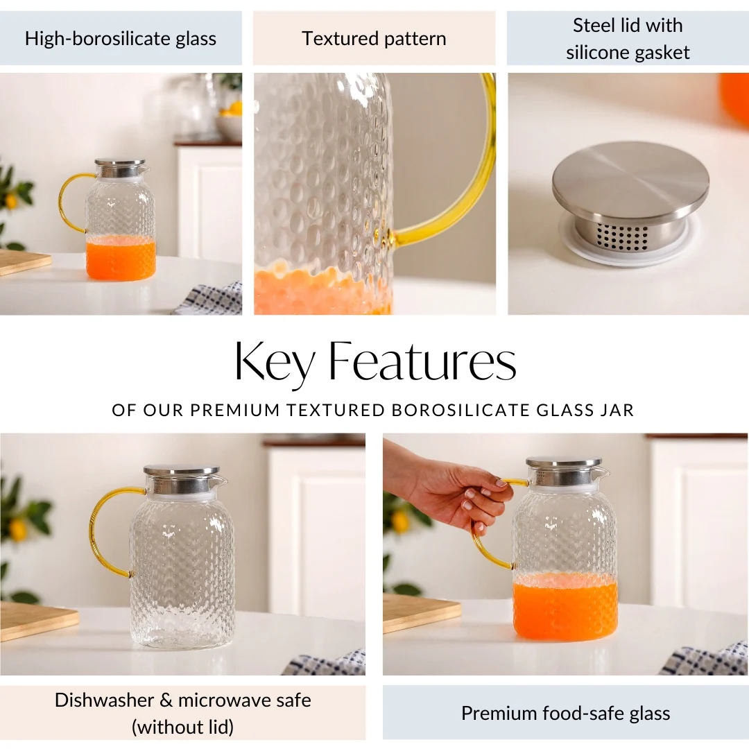 Premium Textured Borosilicate Glass Jar 1250ml - Image 5