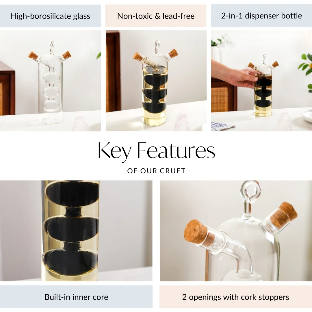 Borosilicate Cruet Bottle For Olive Oil And Balsamic Vinegar - Image 4