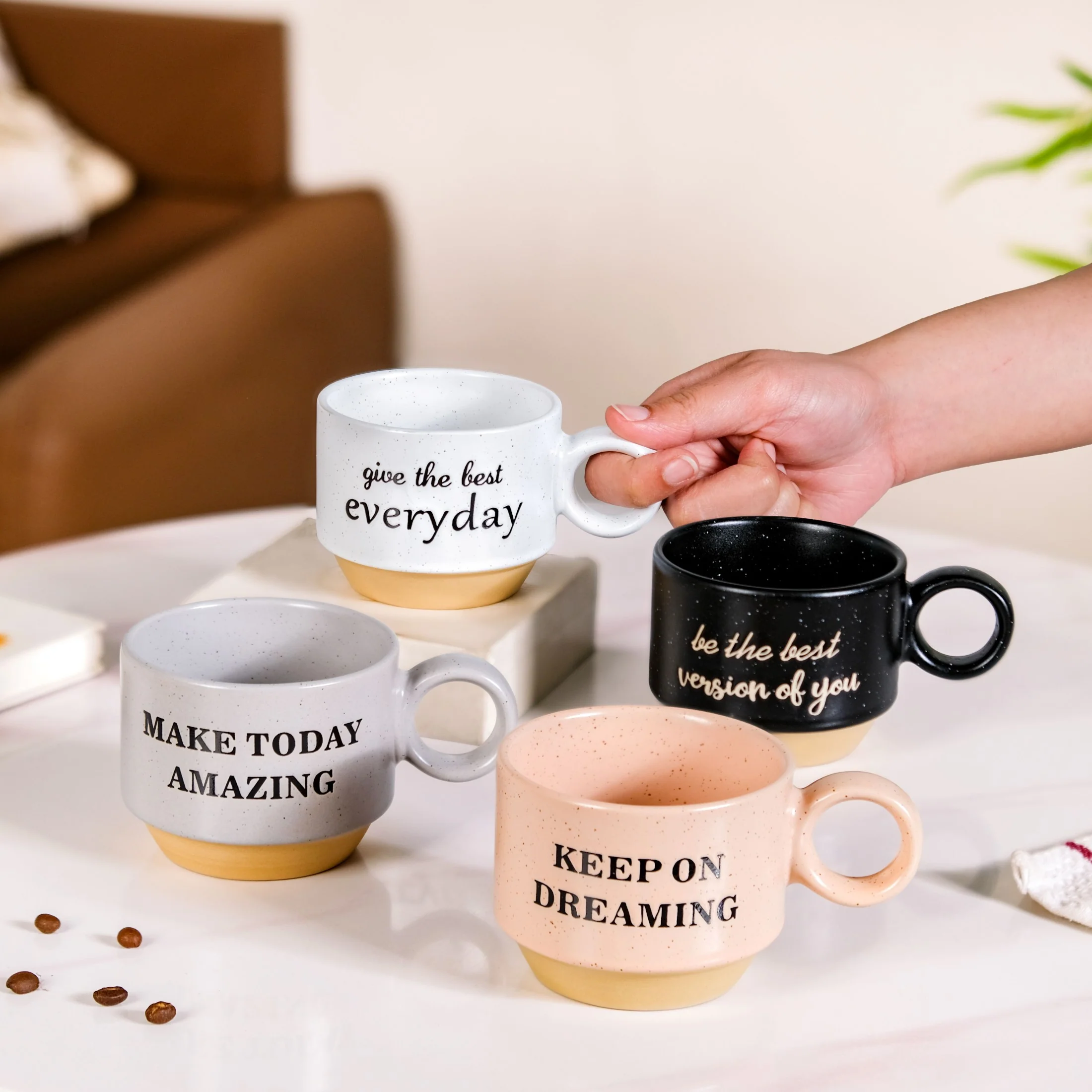 Productivity Quotes Stackable Cup Set Of 4 215ml - Image 2